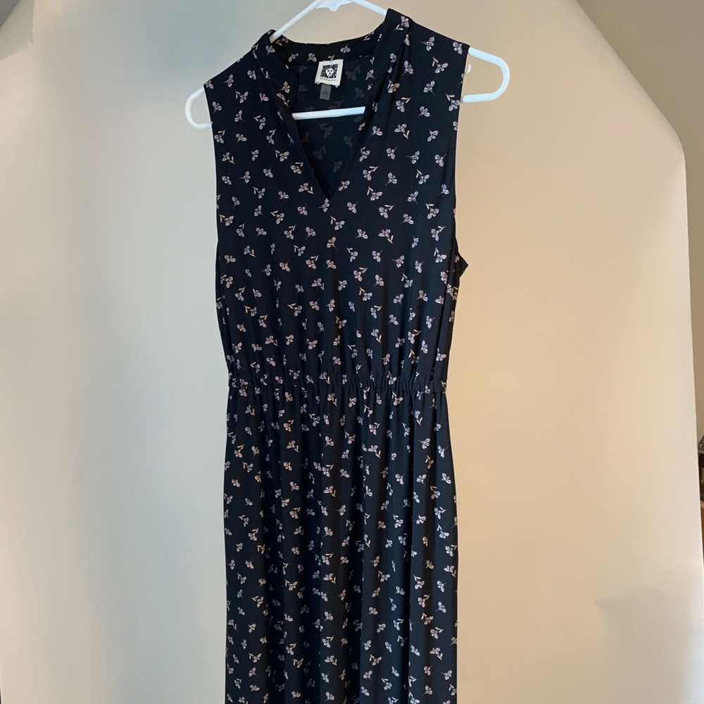 Anne Klein floral midi v-neck dress